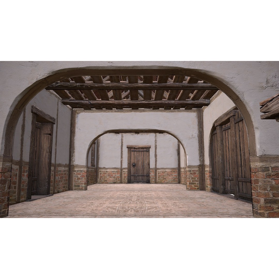 Medieval Courtyard Building 3D Model – Low Poly Game Asset, FBX - View 29