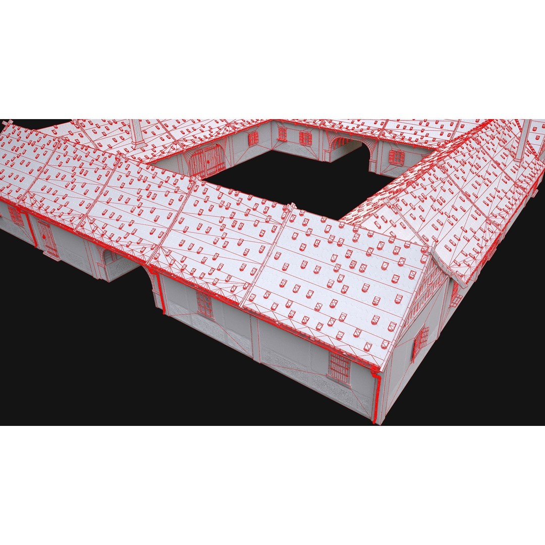 Medieval Courtyard Building 3D Model – Low Poly Game Asset, FBX - View 32