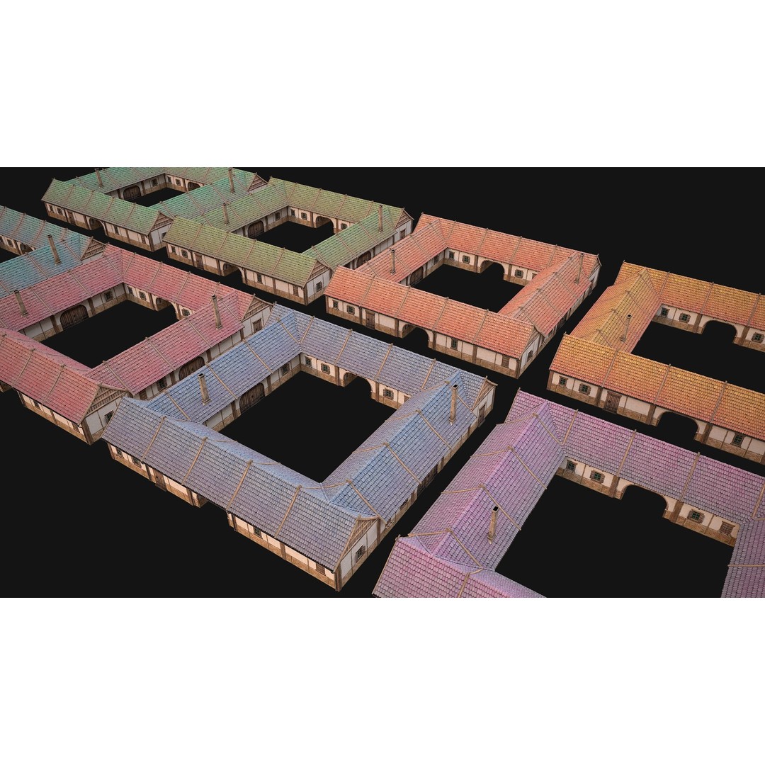 Medieval Courtyard Building 3D Model – Low Poly Game Asset, FBX - View 7