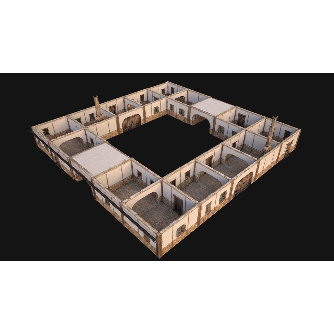 Medieval Courtyard Building 3D Model – Low Poly Game Asset, FBX - View 9