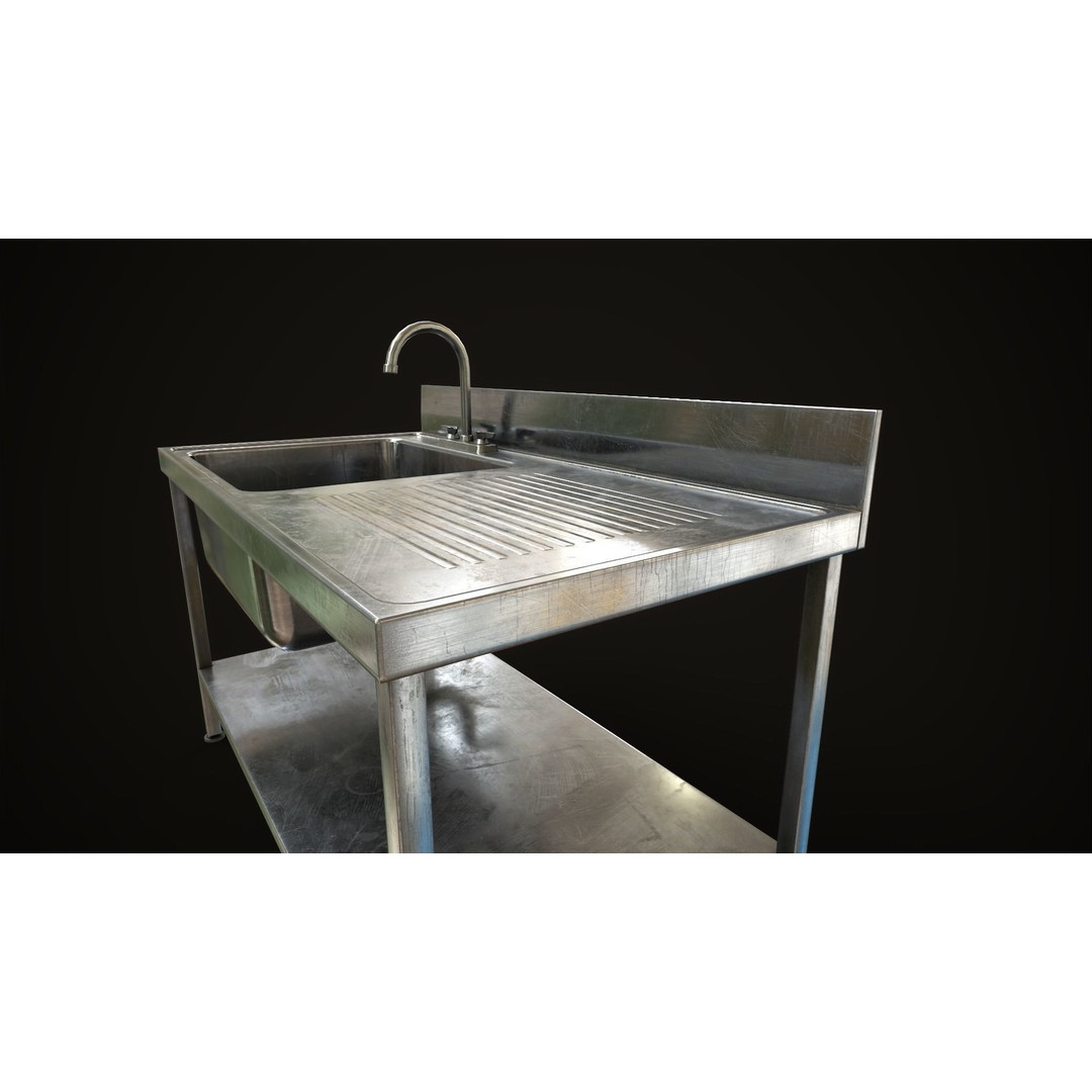 Industrial Sink 3D Model – Low Poly Game Asset, PBR Textures - View 10