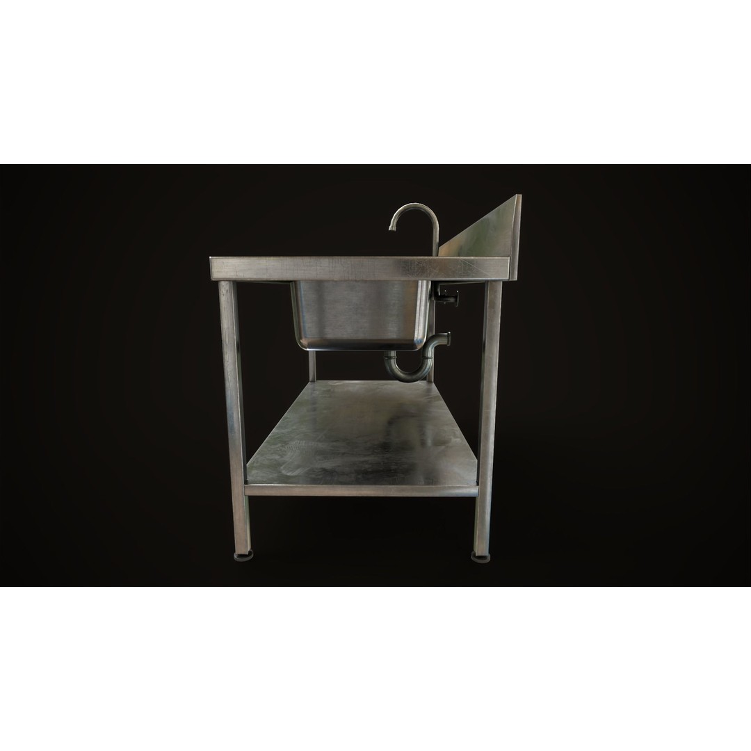 Industrial Sink 3D Model – Low Poly Game Asset, PBR Textures - View 11