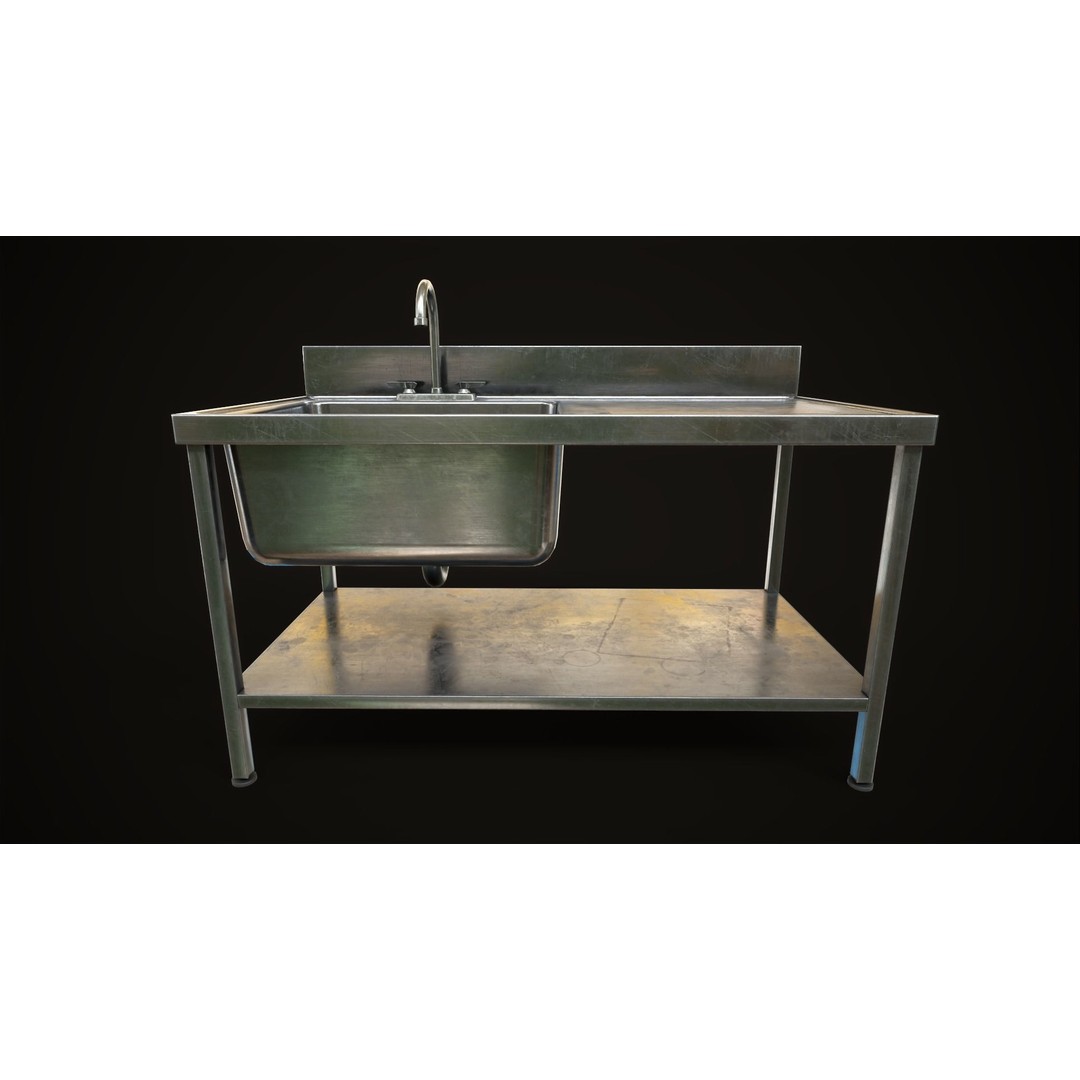 Industrial Sink 3D Model – Low Poly Game Asset, PBR Textures - View 12