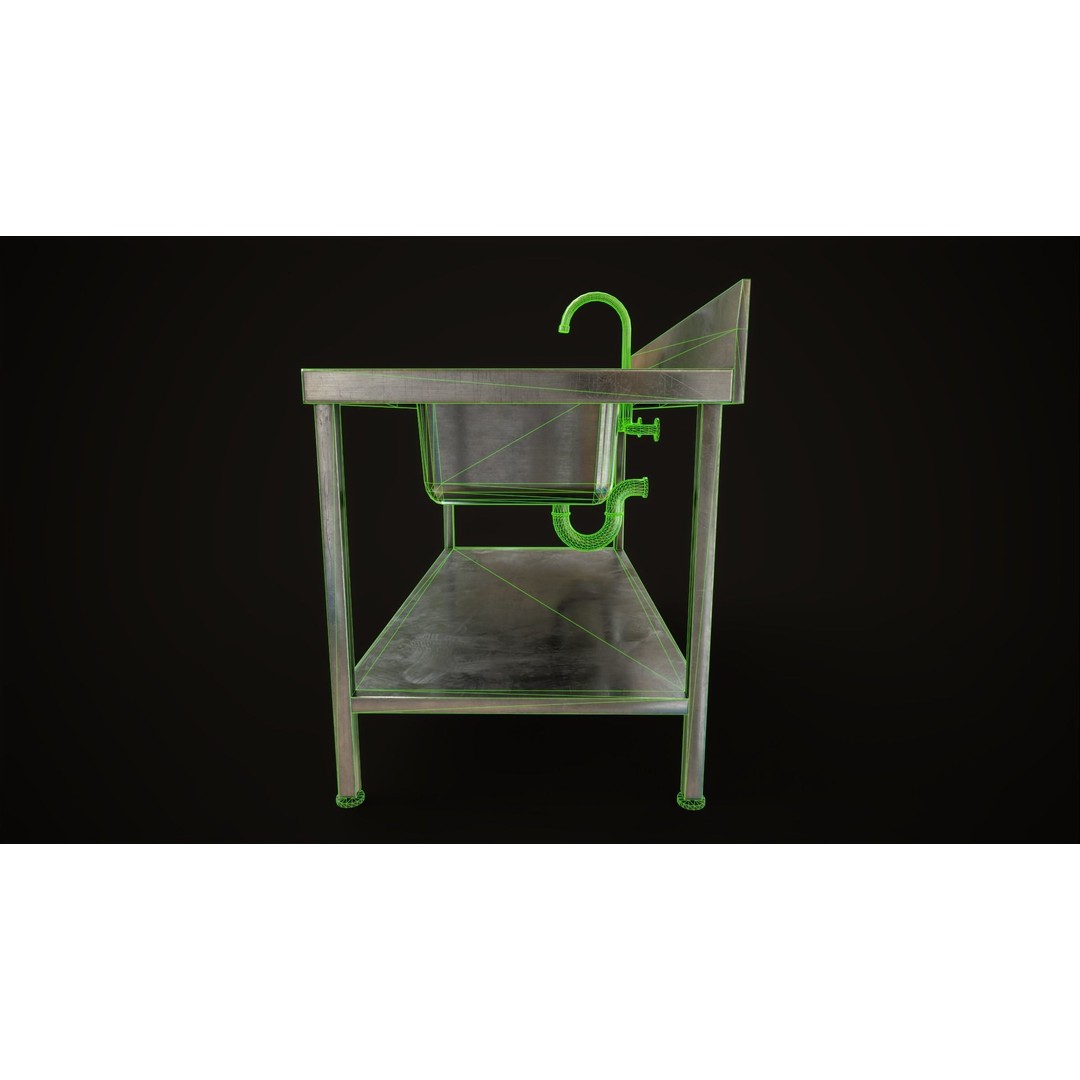 Industrial Sink 3D Model – Low Poly Game Asset, PBR Textures - View 14