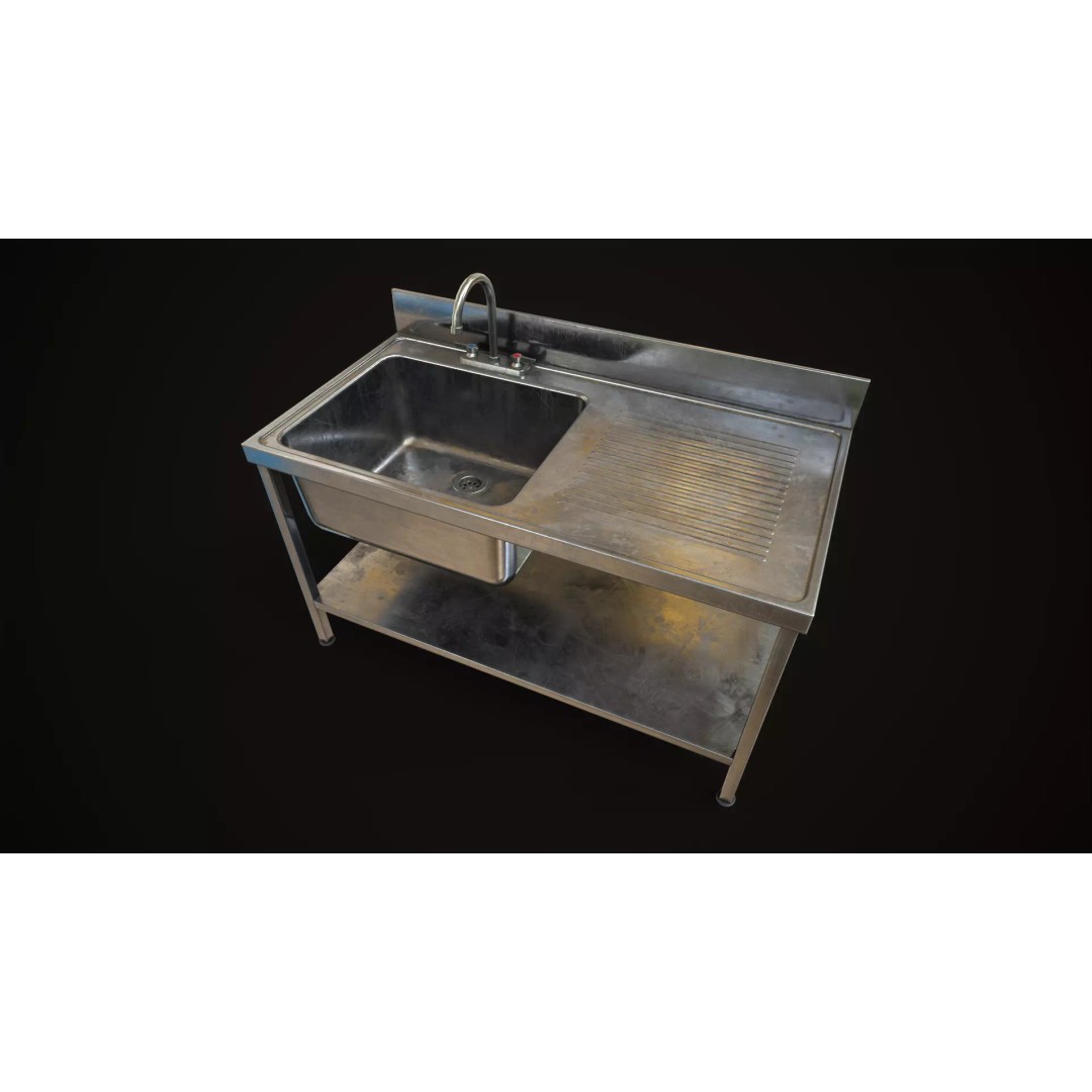 Industrial Sink 3D Model – Low Poly Game Asset, PBR Textures - View 2