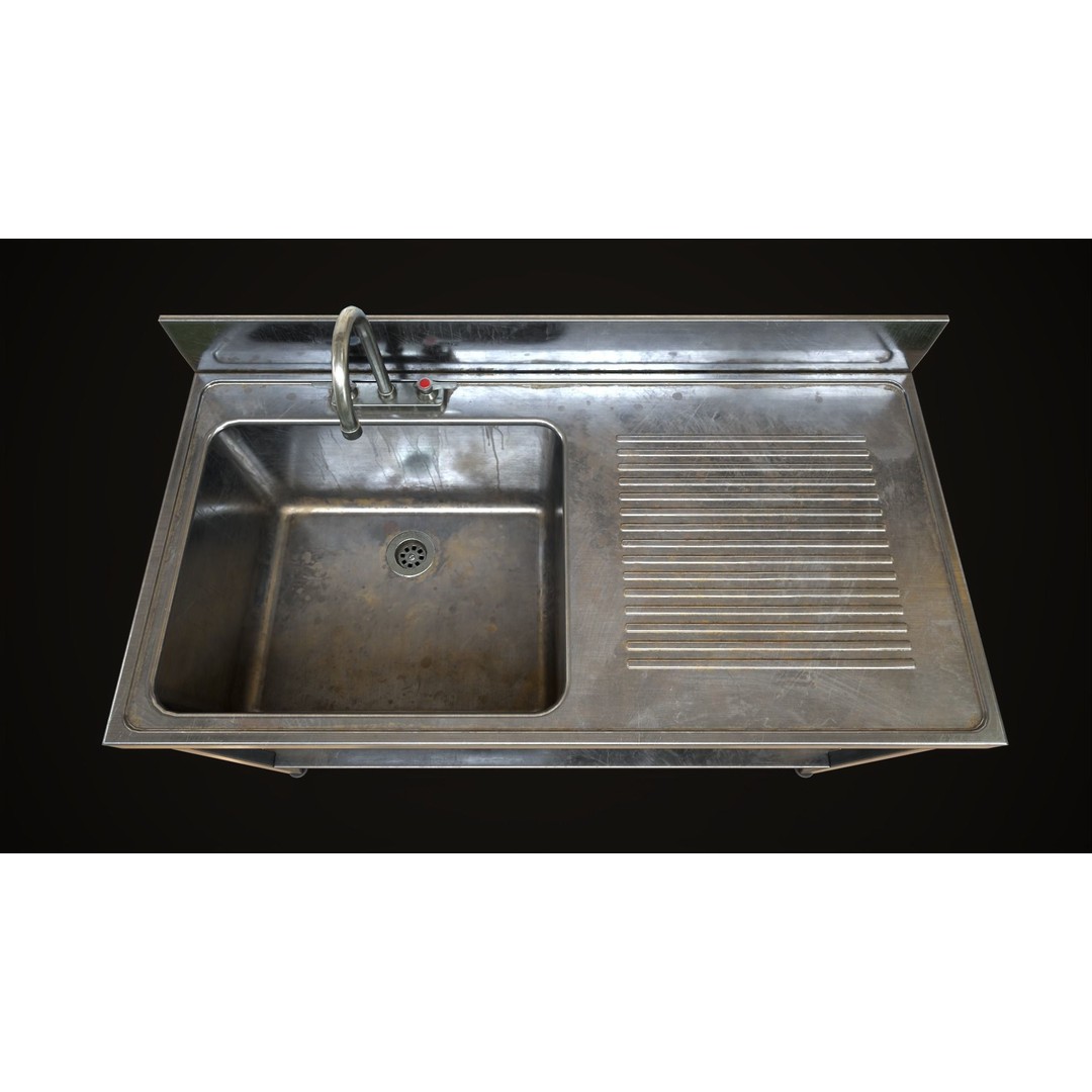 Industrial Sink 3D Model – Low Poly Game Asset, PBR Textures - View 4