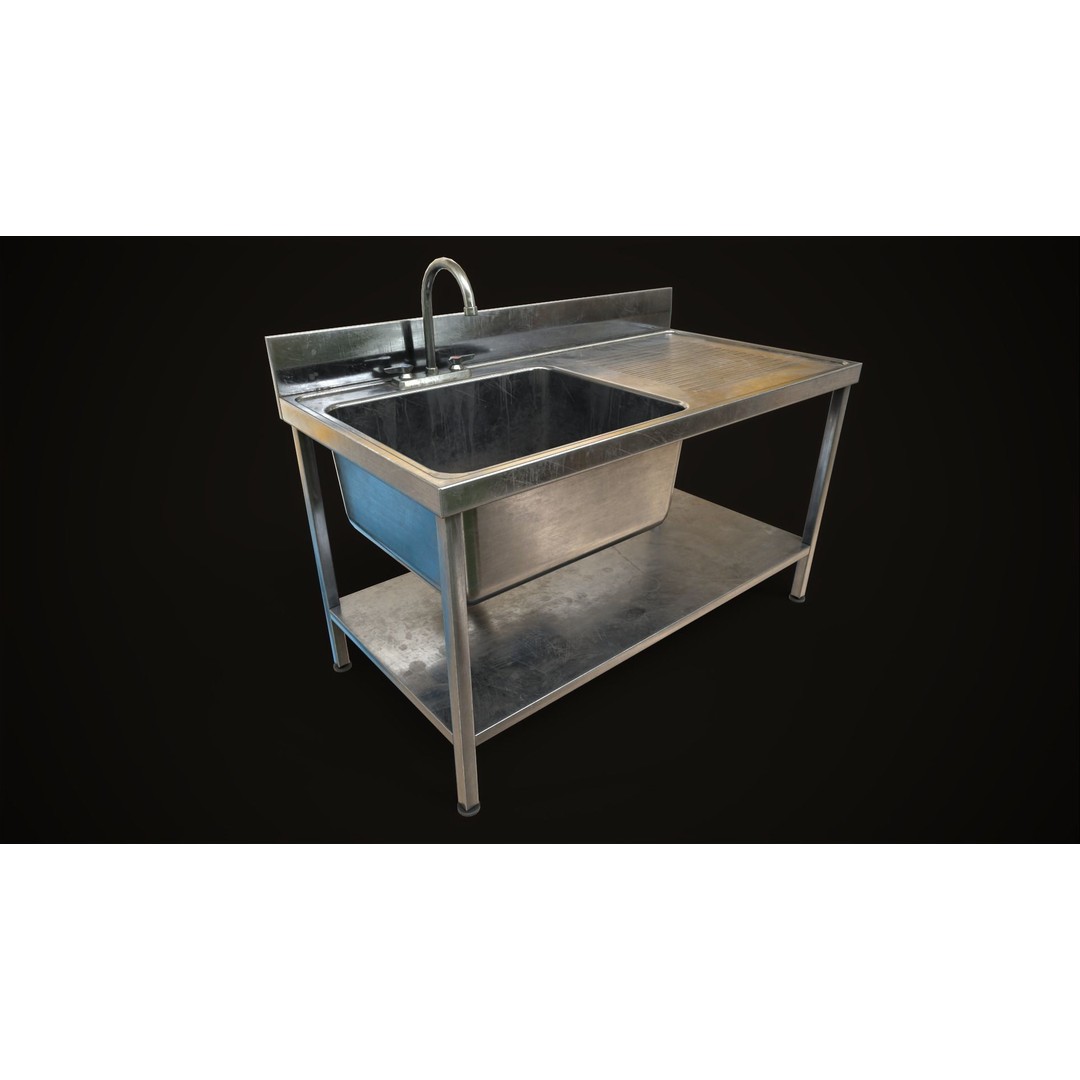 Industrial Sink 3D Model – Low Poly Game Asset, PBR Textures - View 5