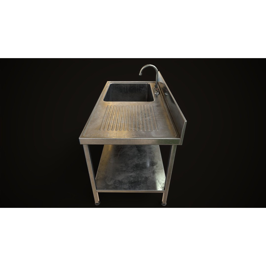 Industrial Sink 3D Model – Low Poly Game Asset, PBR Textures - View 6