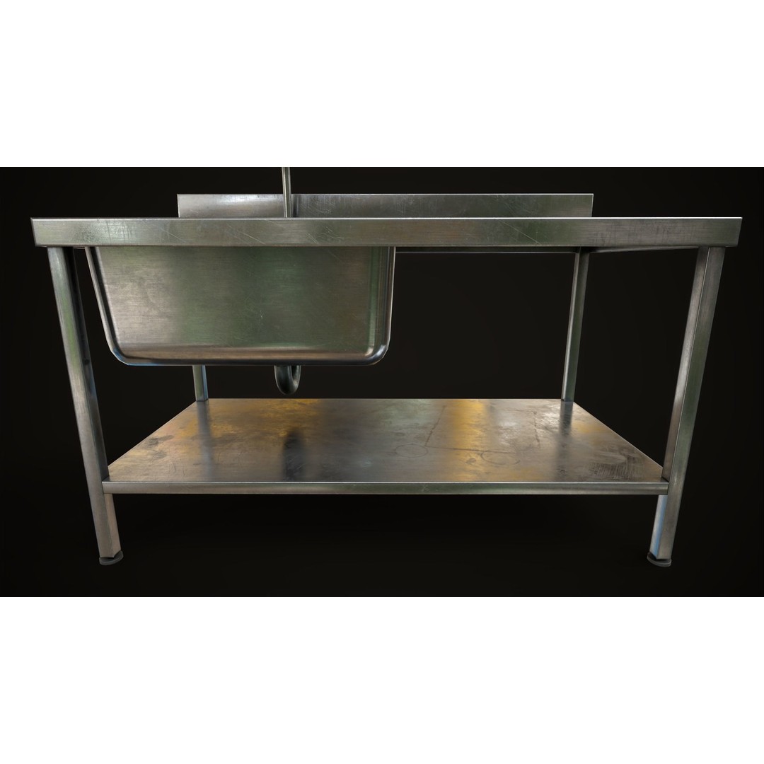 Industrial Sink 3D Model – Low Poly Game Asset, PBR Textures - View 7
