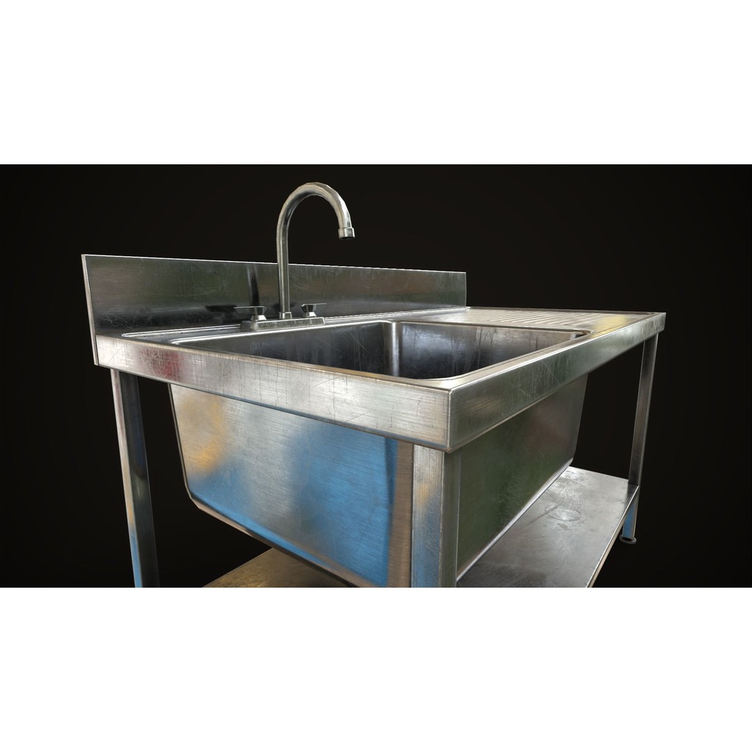 Industrial Sink 3D Model – Low Poly Game Asset, PBR Textures - View 8