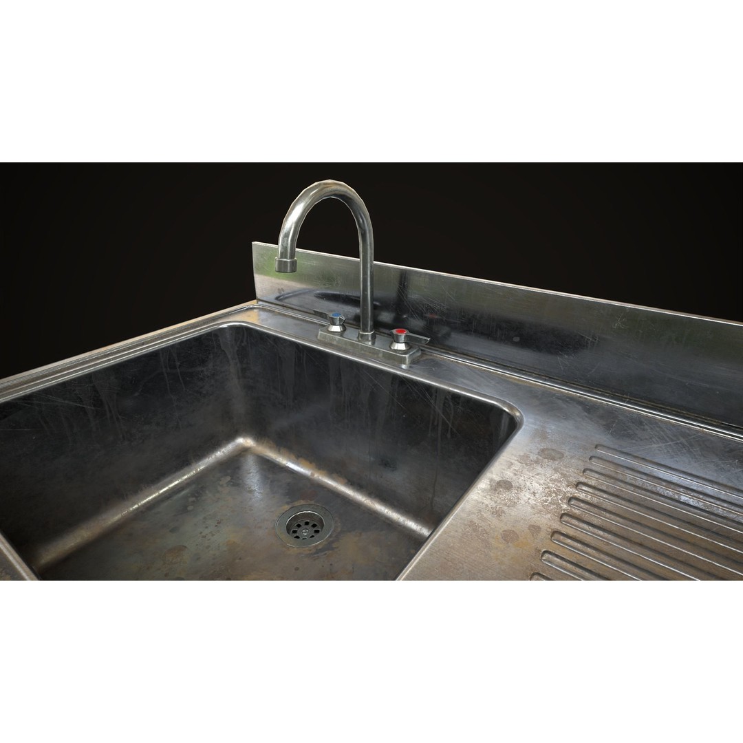 Industrial Sink 3D Model – Low Poly Game Asset, PBR Textures - View 9