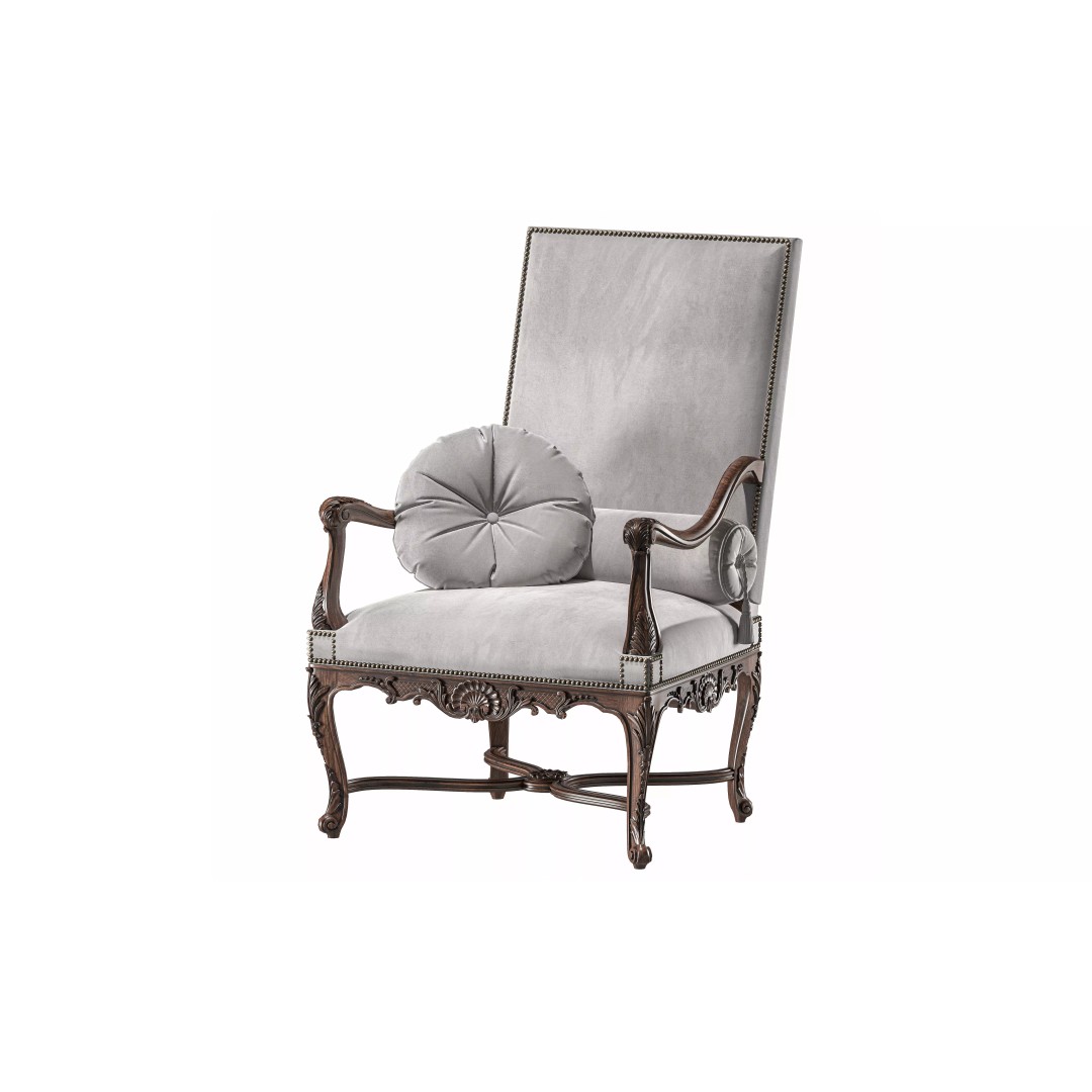 Louis Armchair 3D Model – Classical Rococo Style, FBX & PBR Textures - View 2
