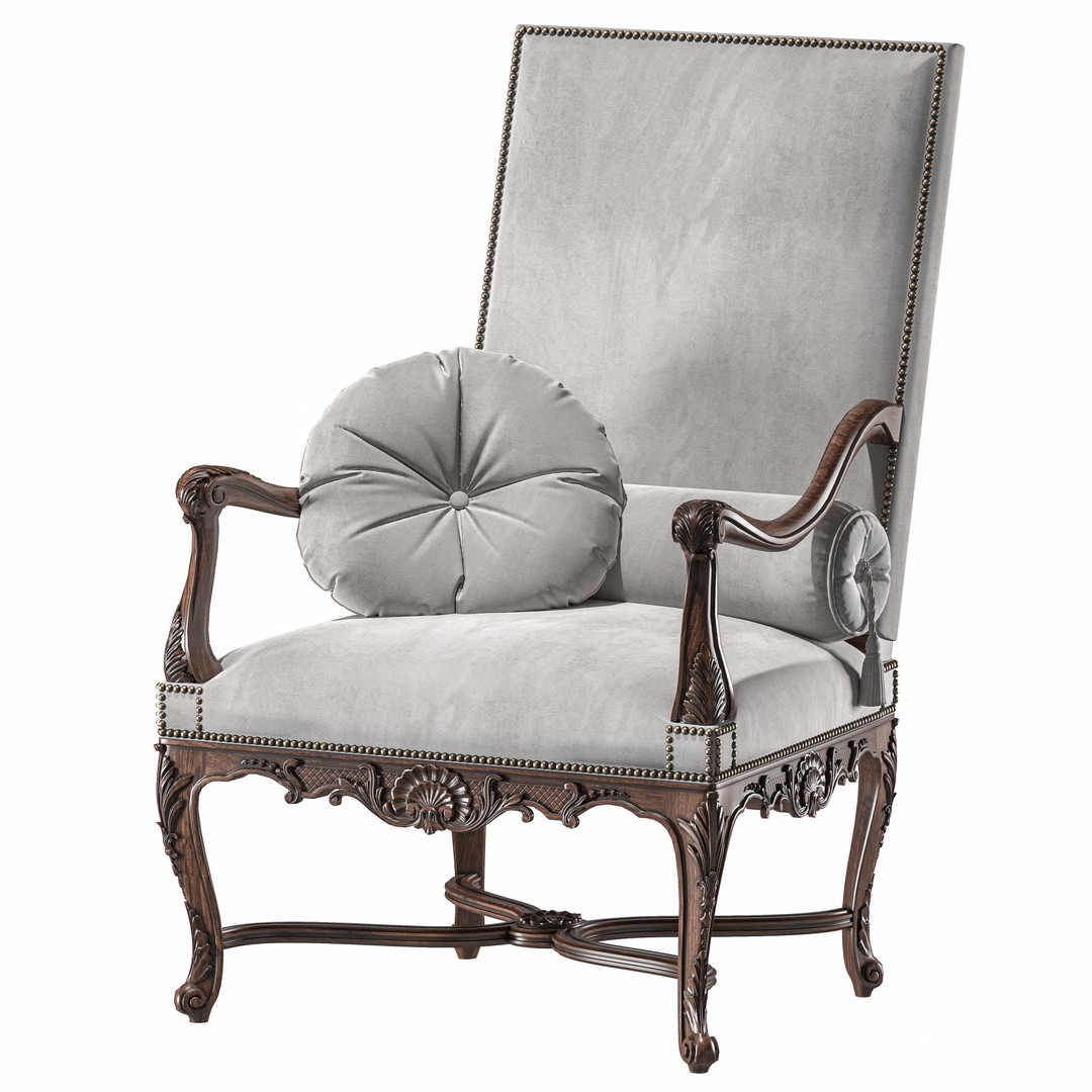 Louis Armchair 3D Model – Classical Rococo Style, FBX & PBR Textures - View 3