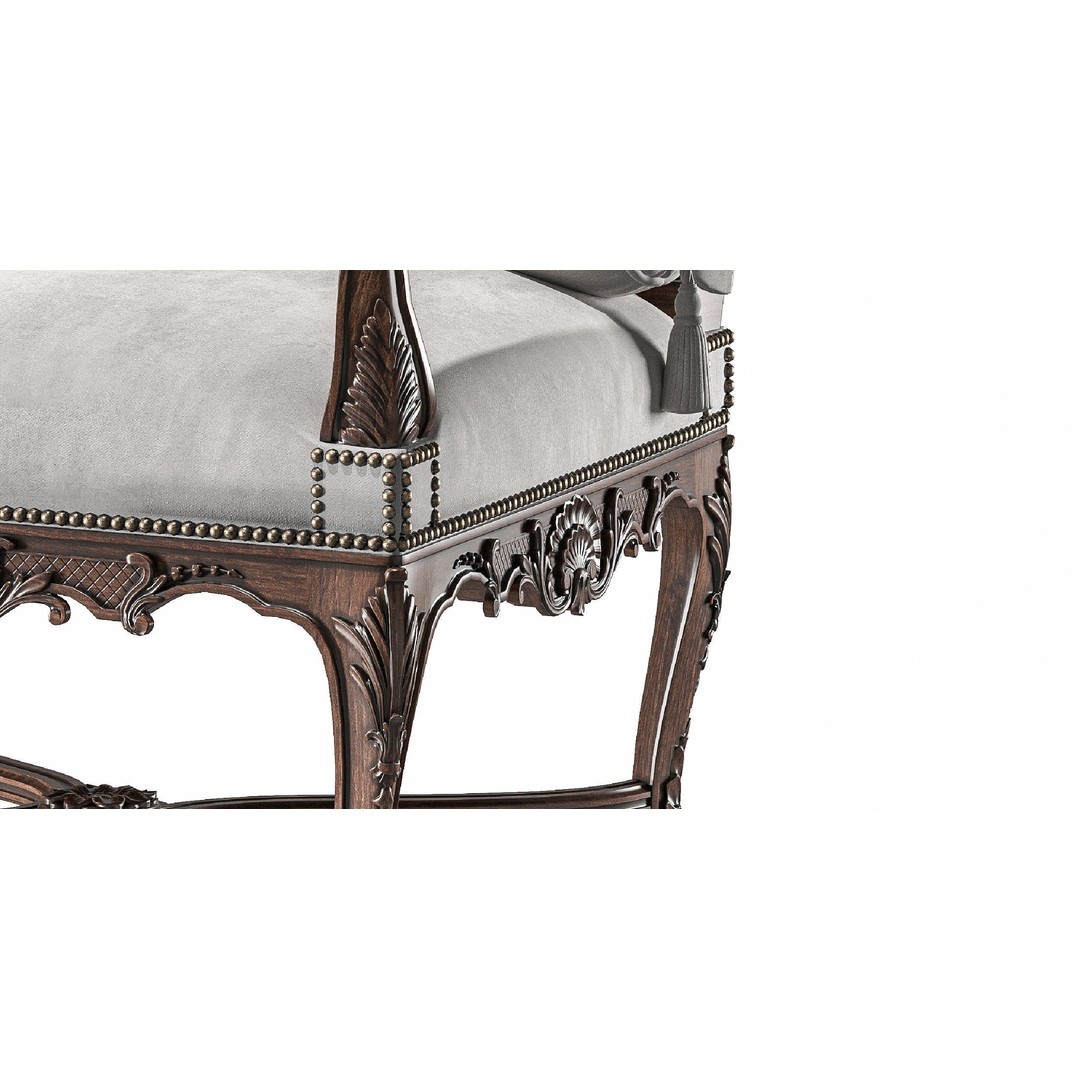 Louis Armchair 3D Model – Classical Rococo Style, FBX & PBR Textures - View 8