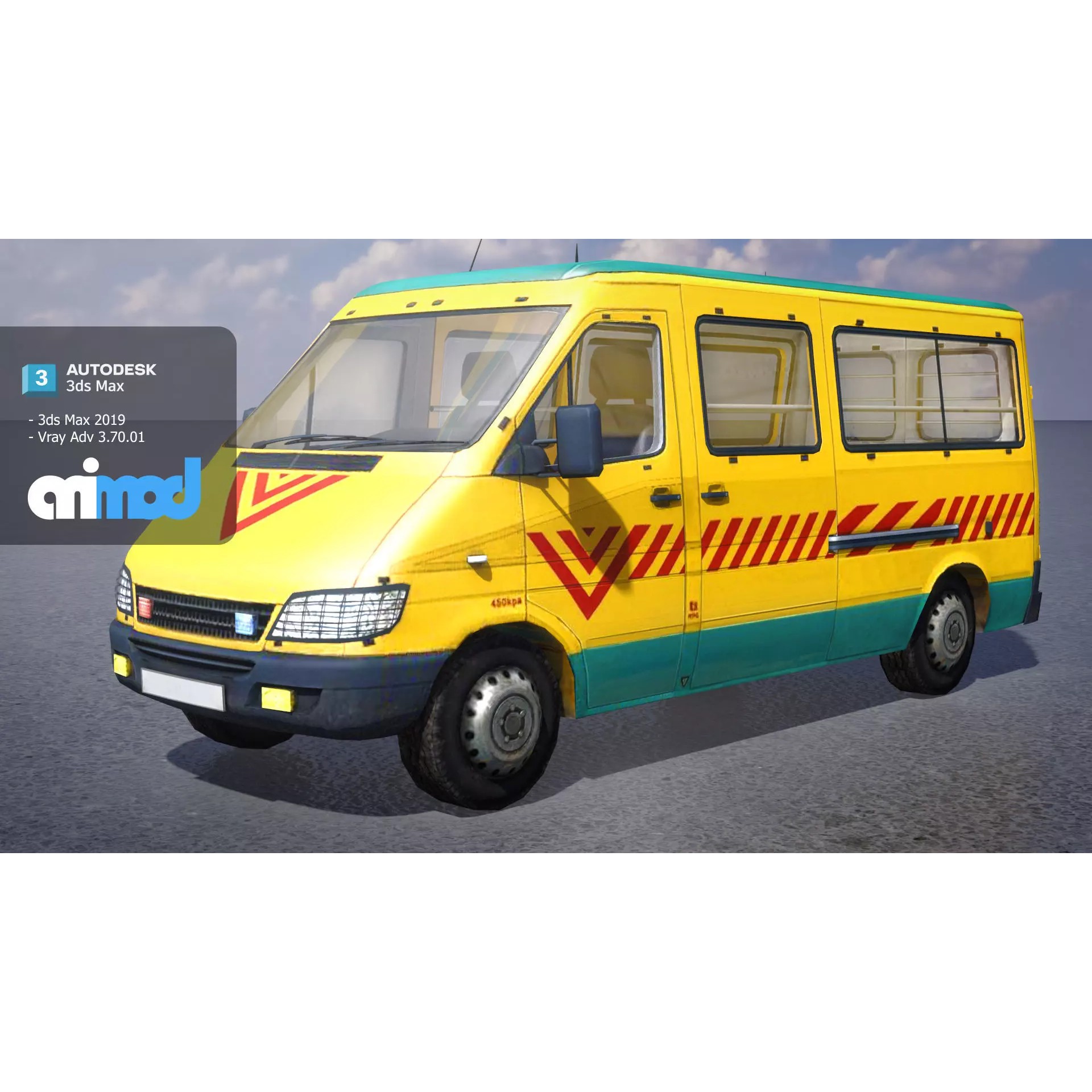 TW School Bus - Game-Ready 3D Model - View 2