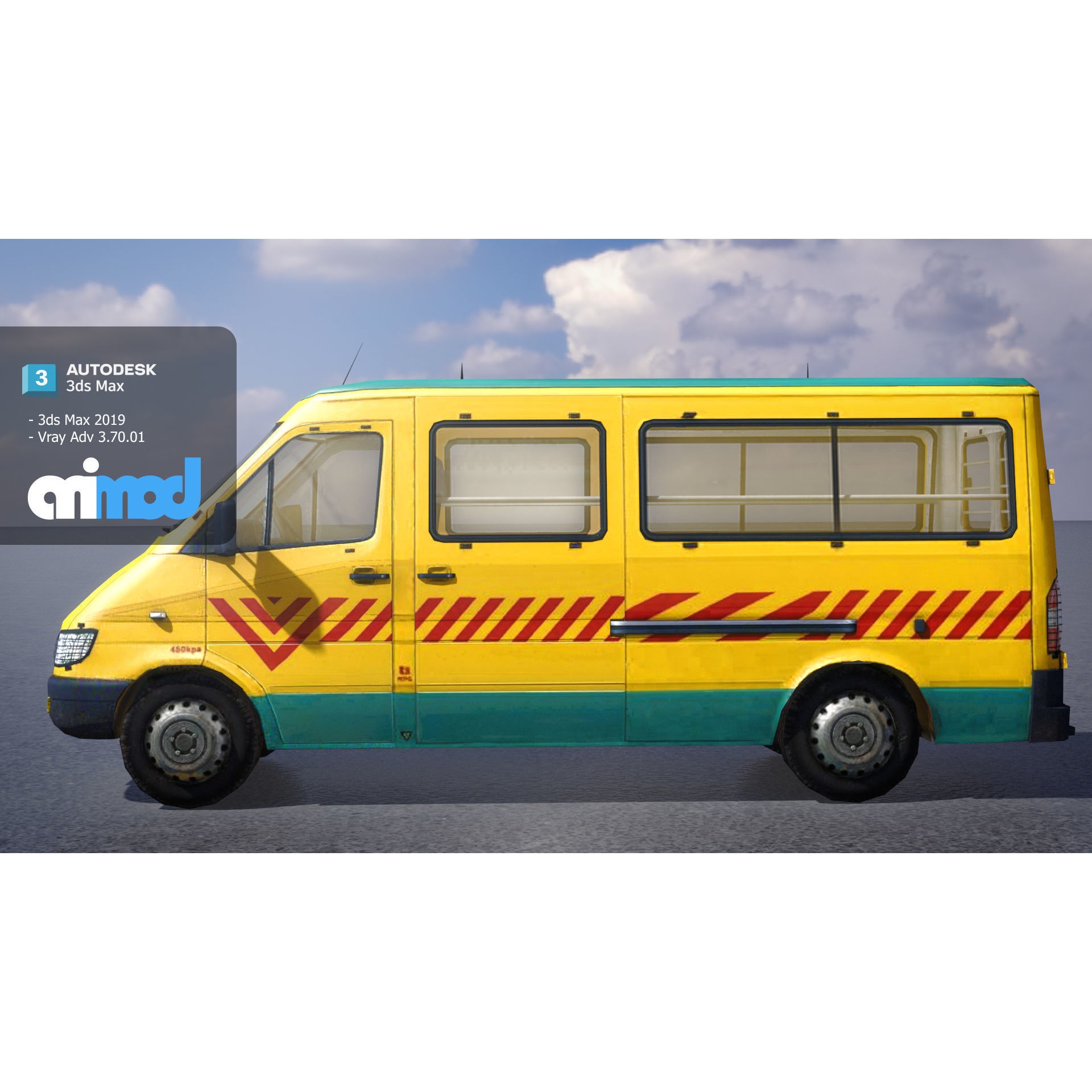 TW School Bus - Game-Ready 3D Model - View 4
