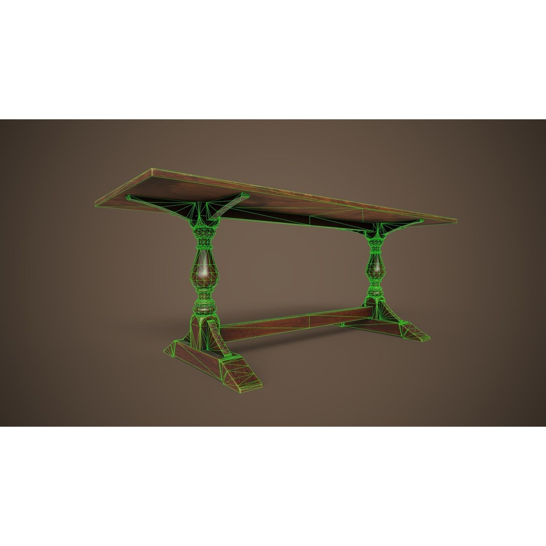 Victorian Dining Table 3D Model – Low Poly Game Ready Asset, FBX, OBJ
