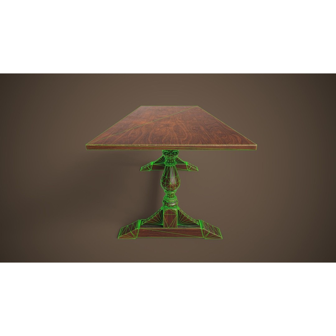 Victorian Dining Table 3D Model – Low Poly Game Ready Asset, FBX, OBJ - View 10