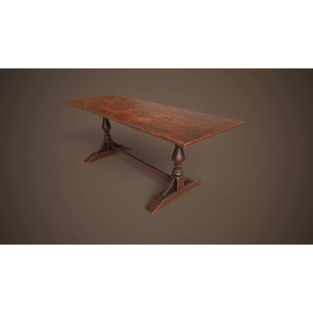 Victorian Dining Table 3D Model – Low Poly Game Ready Asset, FBX, OBJ - View 2