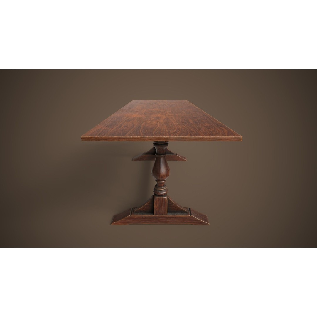 Victorian Dining Table 3D Model – Low Poly Game Ready Asset, FBX, OBJ - View 4