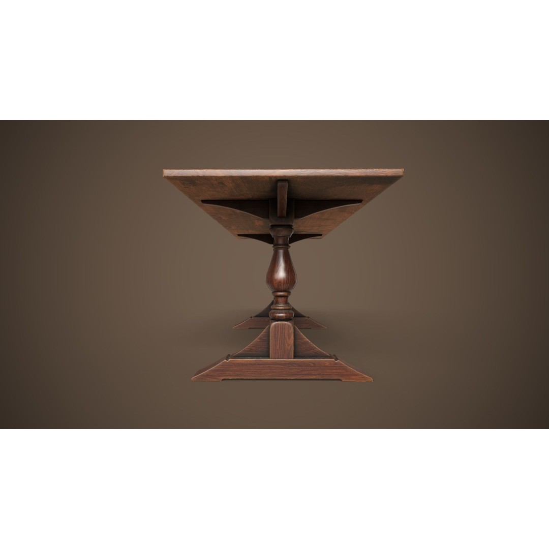 Victorian Dining Table 3D Model – Low Poly Game Ready Asset, FBX, OBJ - View 5