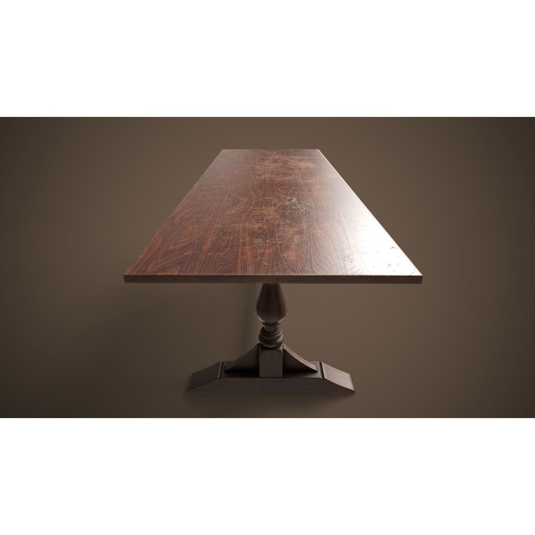 Victorian Dining Table 3D Model – Low Poly Game Ready Asset, FBX, OBJ - View 6