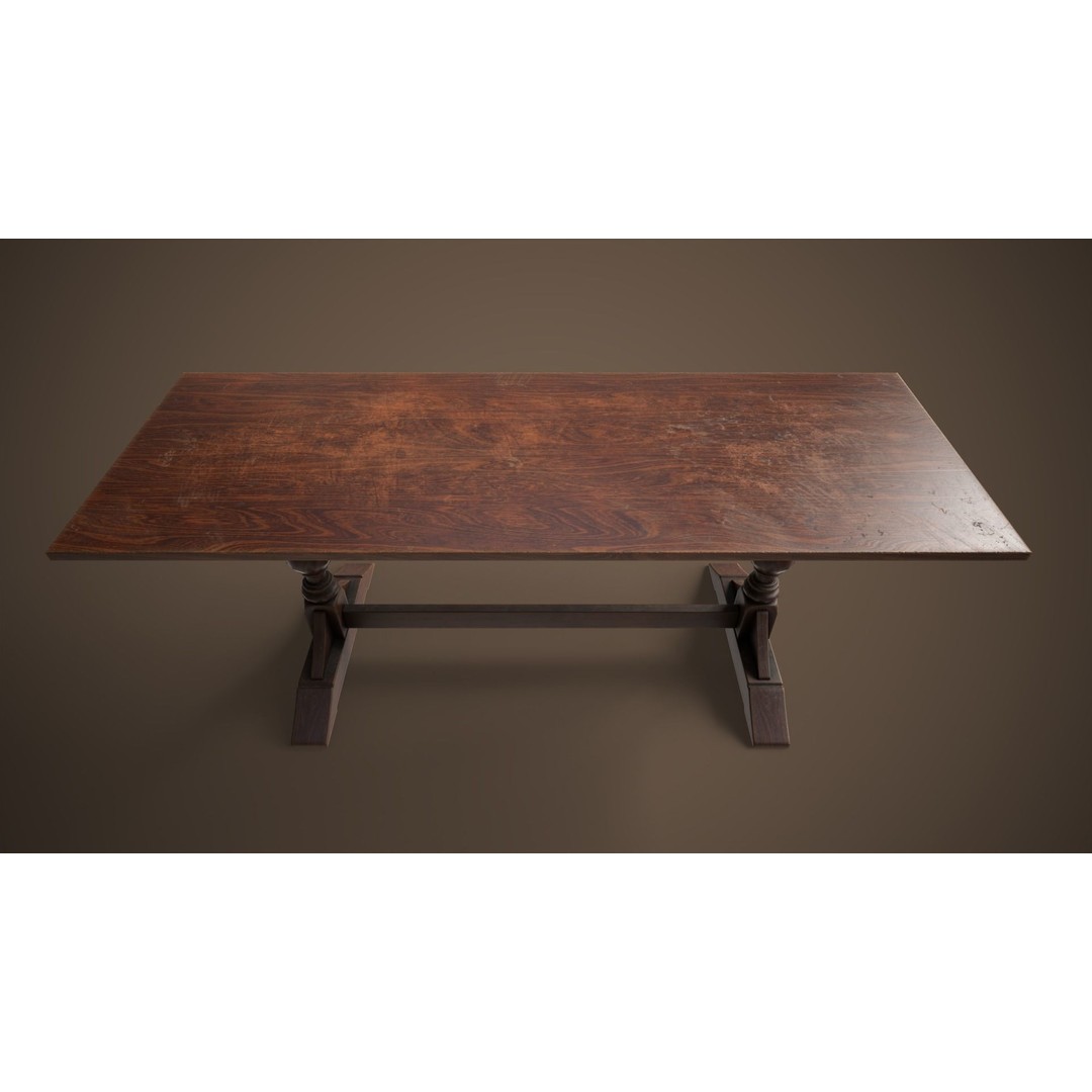 Victorian Dining Table 3D Model – Low Poly Game Ready Asset, FBX, OBJ - View 7