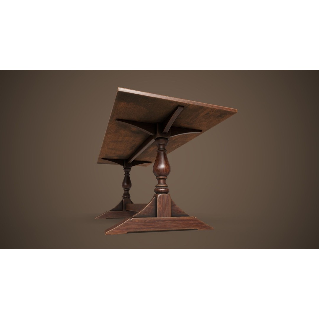 Victorian Dining Table 3D Model – Low Poly Game Ready Asset, FBX, OBJ - View 8