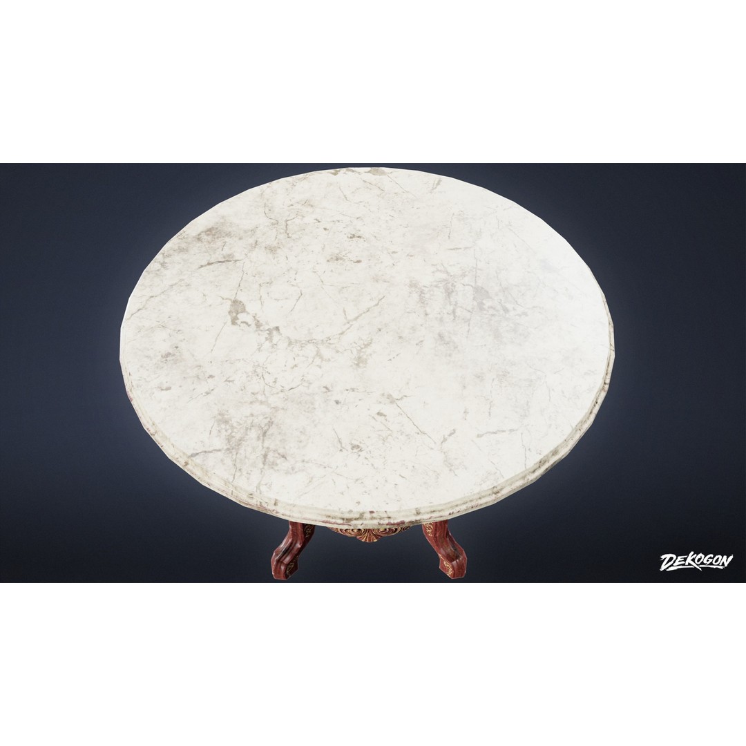 Marble Table 3D Model – Low Poly Game Asset, FBX - View 5