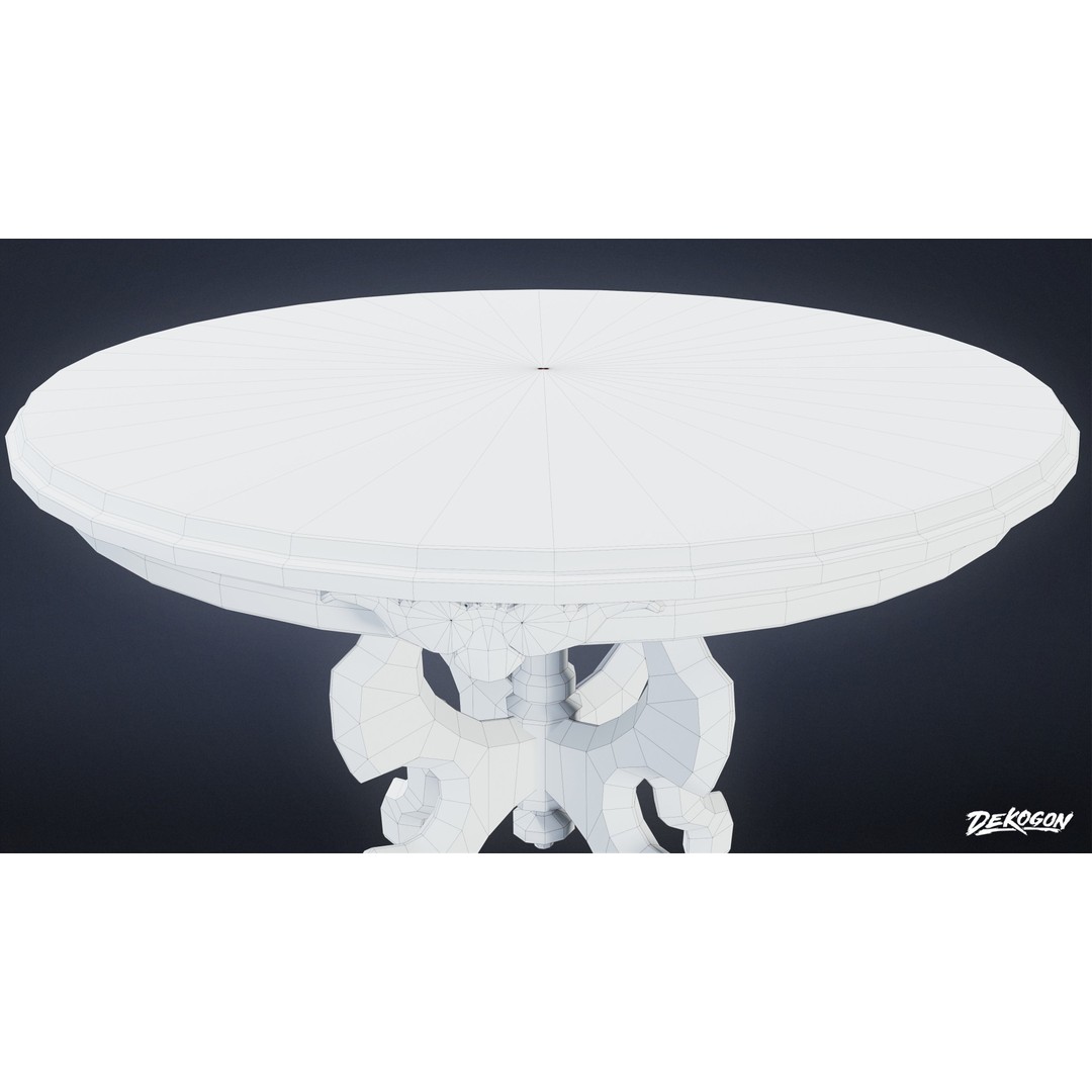 Marble Table 3D Model – Low Poly Game Asset, FBX - View 8