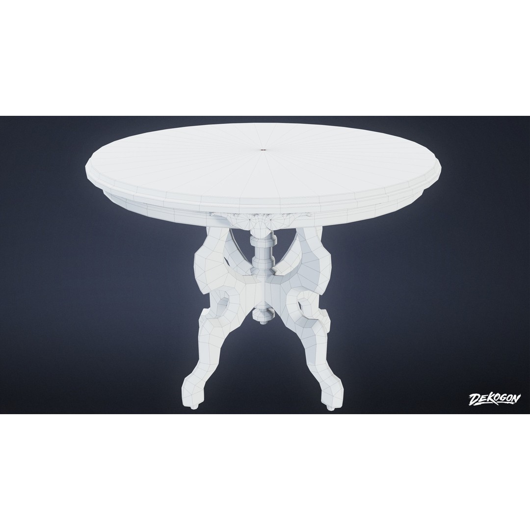Marble Table 3D Model – Low Poly Game Asset, FBX - View 9