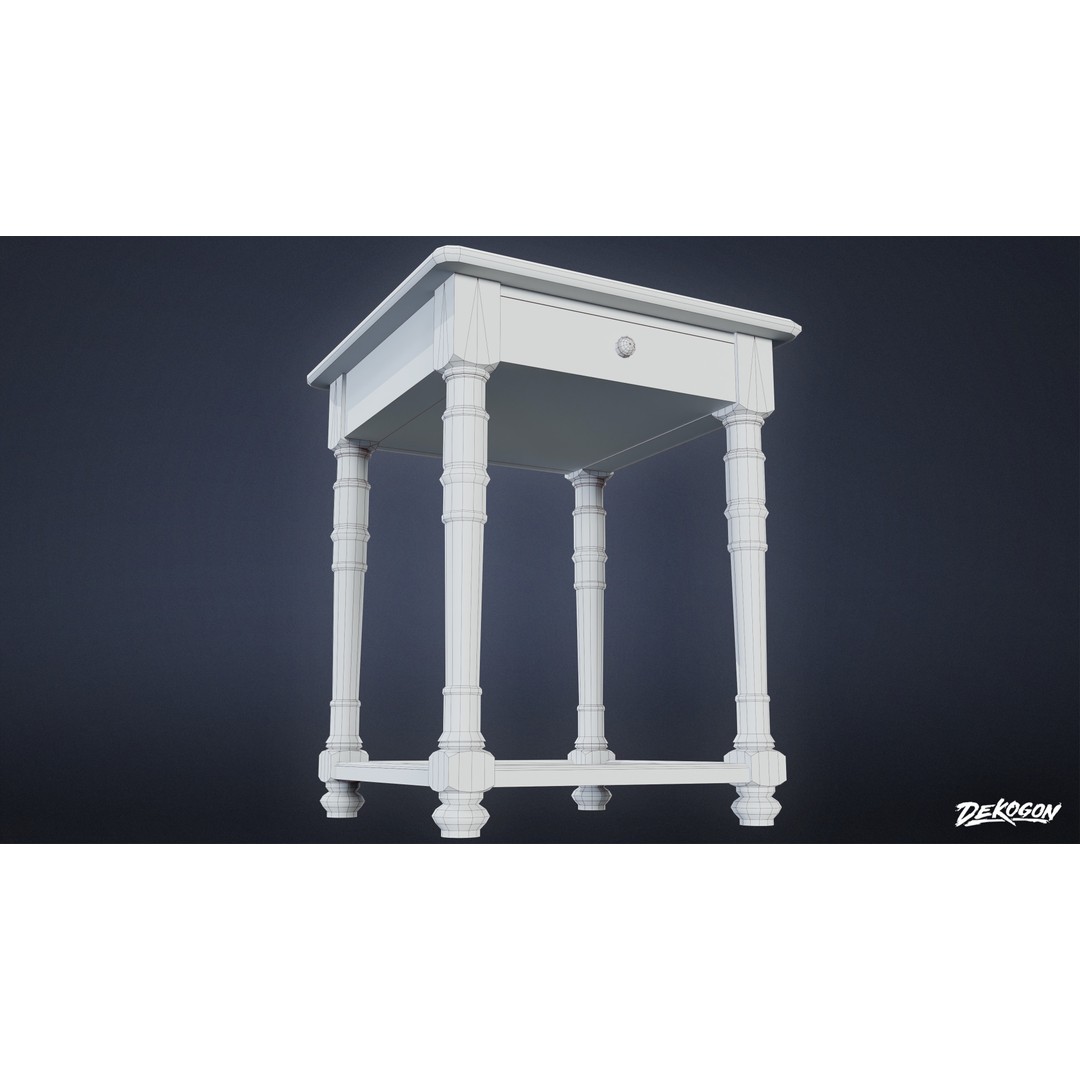 Side Table 3D Model – Low Poly Furniture Asset, FBX PBR Textures - View 10