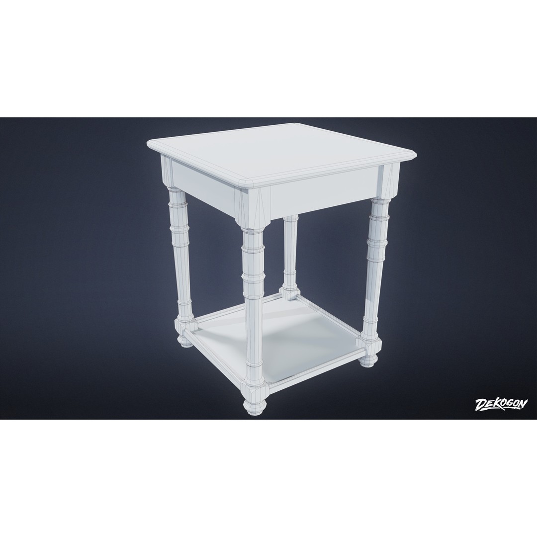 Side Table 3D Model – Low Poly Furniture Asset, FBX PBR Textures - View 11
