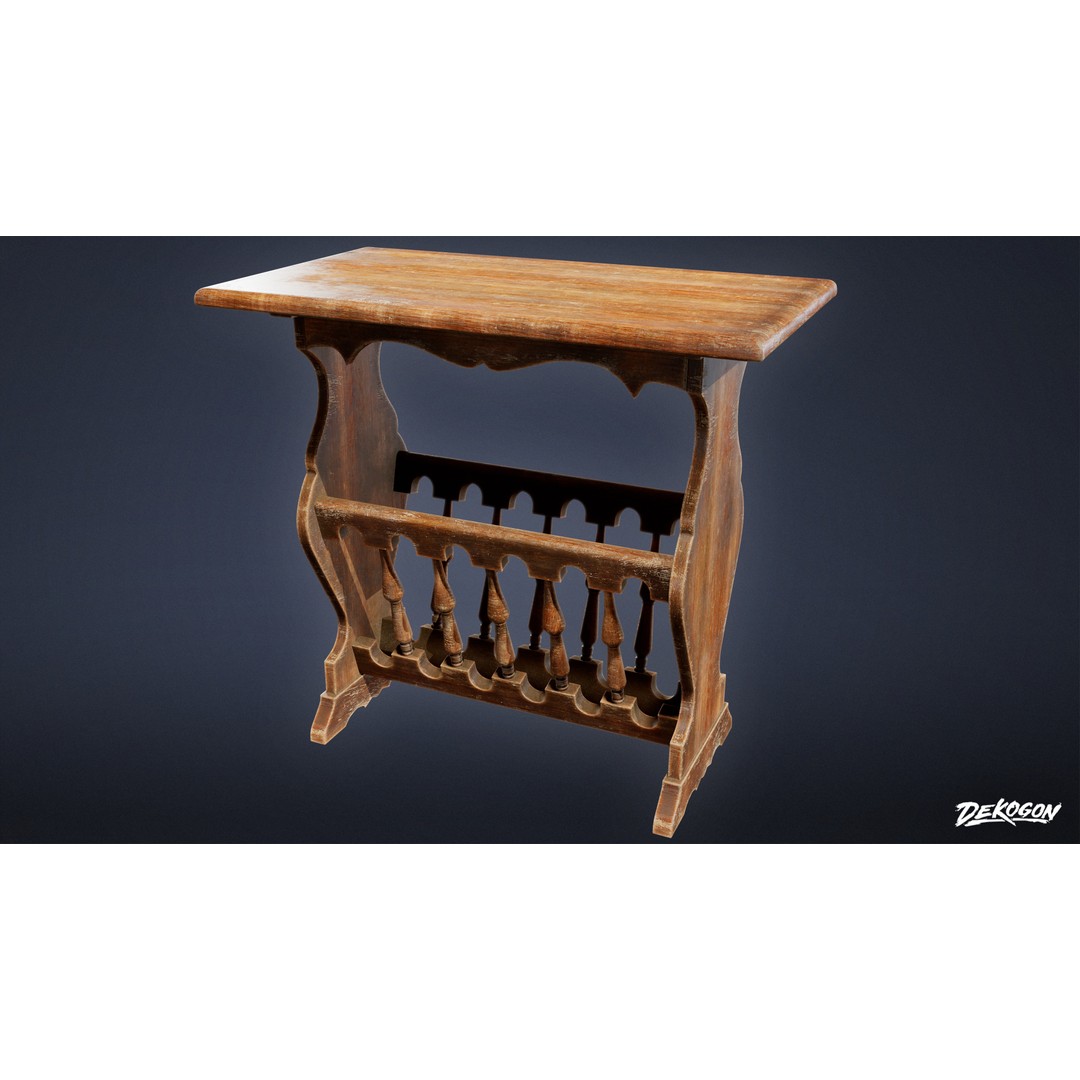 Side Table 3D Model – Low Poly Furniture Asset, FBX PBR Textures - View 12
