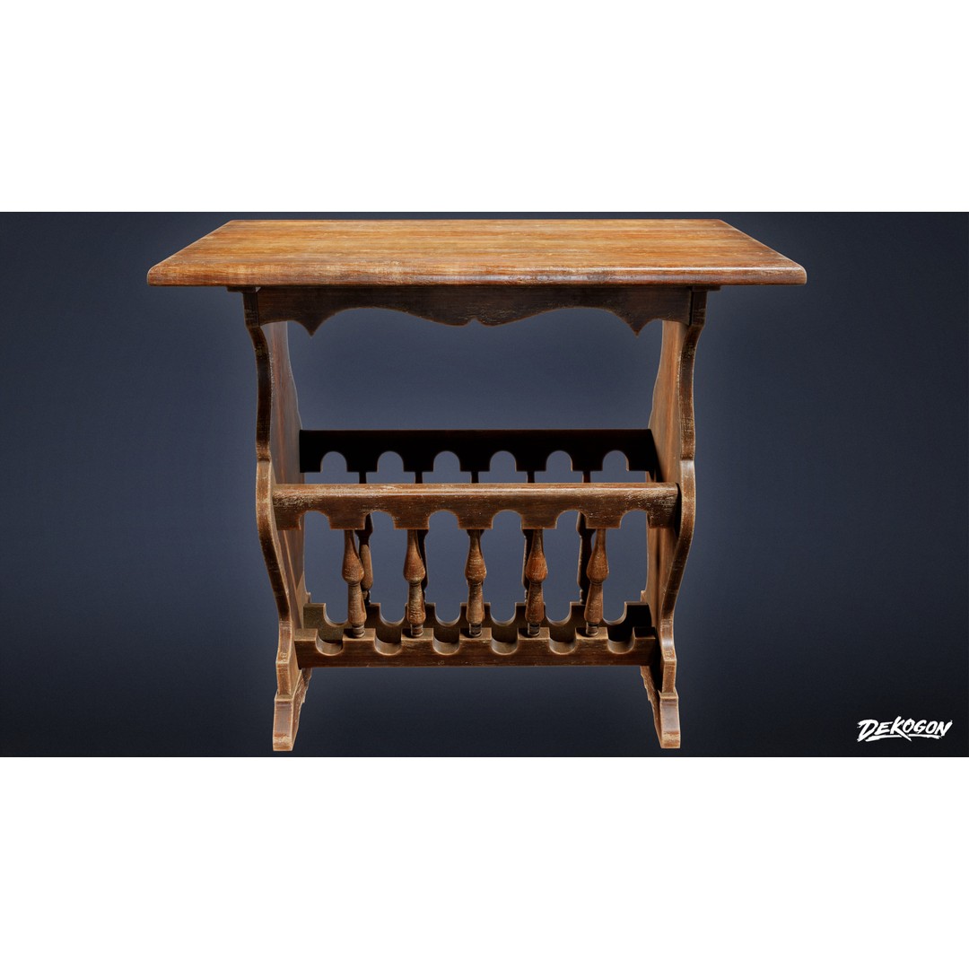 Side Table 3D Model – Low Poly Furniture Asset, FBX PBR Textures - View 13