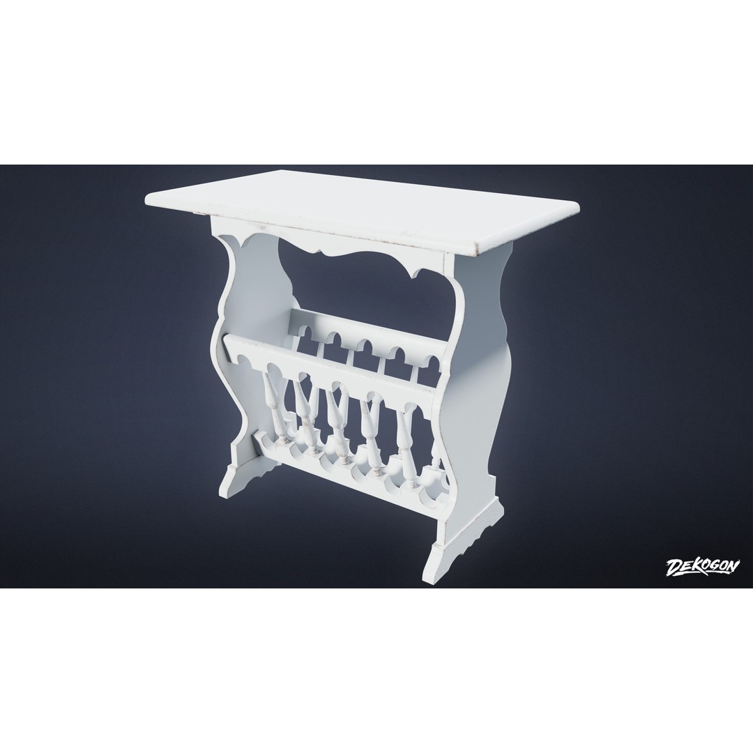 Side Table 3D Model – Low Poly Furniture Asset, FBX PBR Textures - View 14