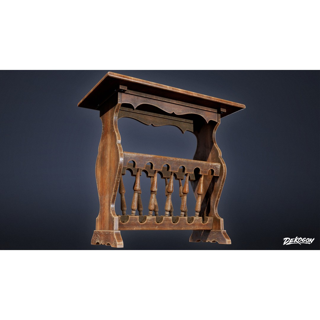 Side Table 3D Model – Low Poly Furniture Asset, FBX PBR Textures - View 15