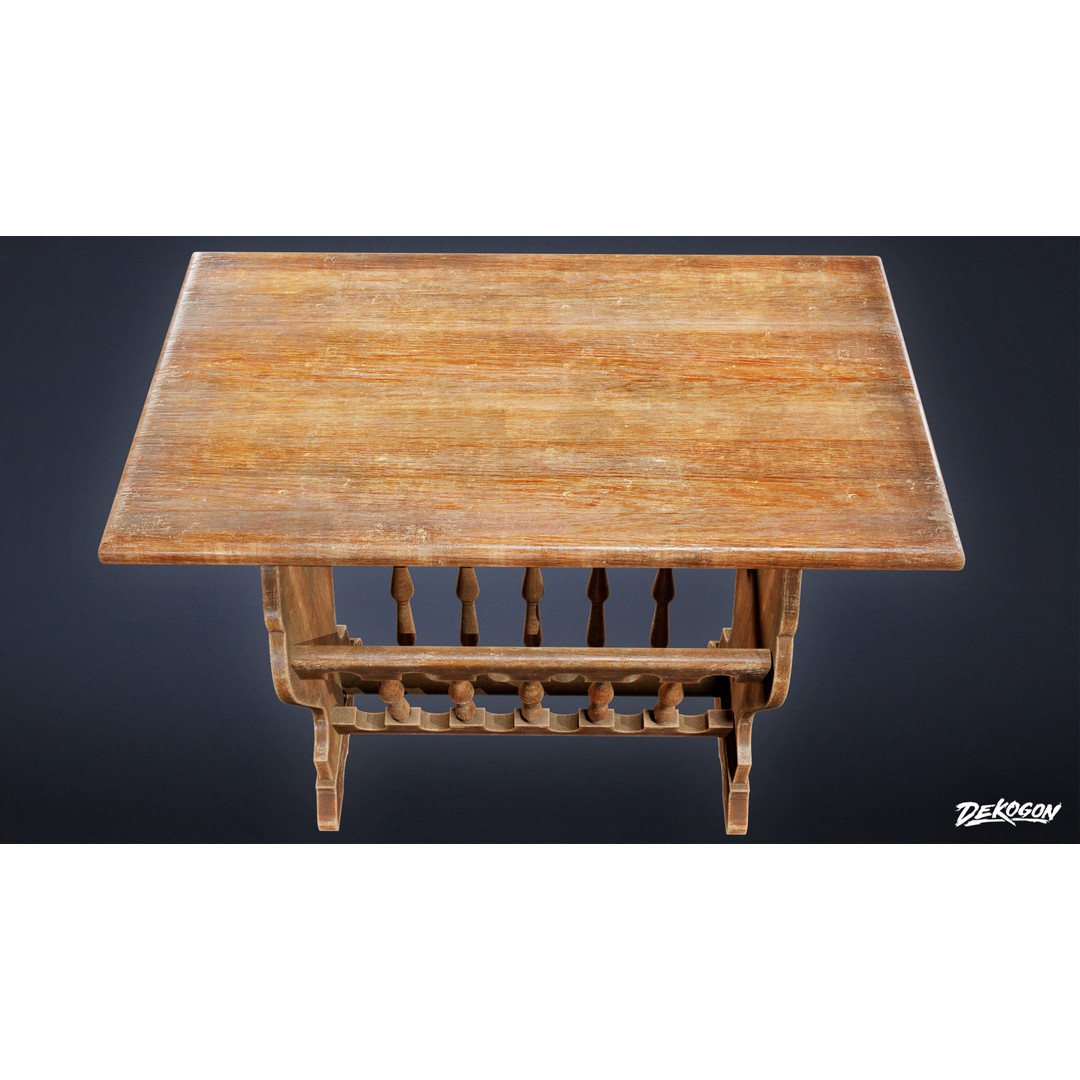 Side Table 3D Model – Low Poly Furniture Asset, FBX PBR Textures - View 17
