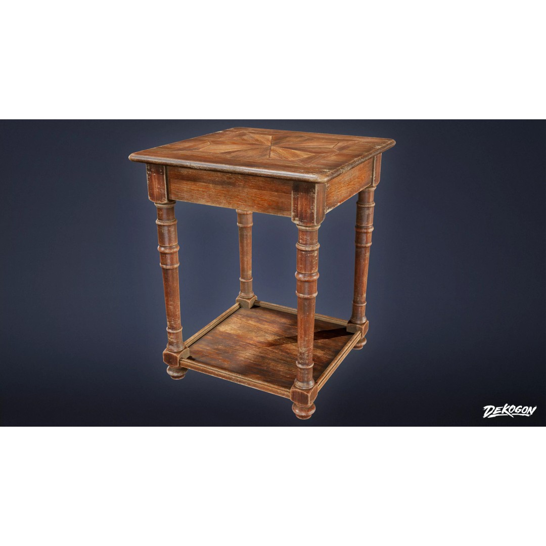 Side Table 3D Model – Low Poly Furniture Asset, FBX PBR Textures - View 2