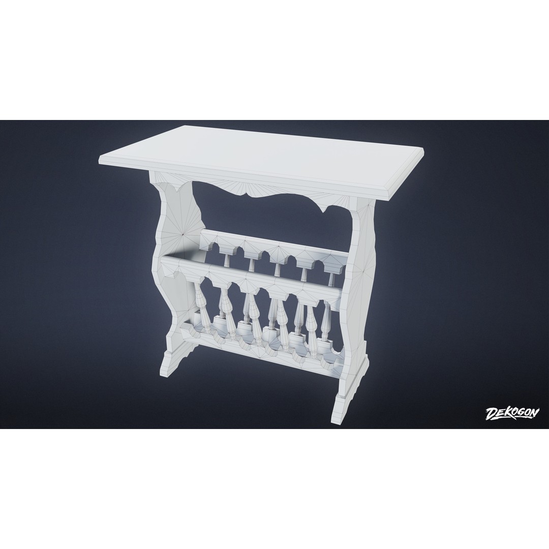 Side Table 3D Model – Low Poly Furniture Asset, FBX PBR Textures - View 20