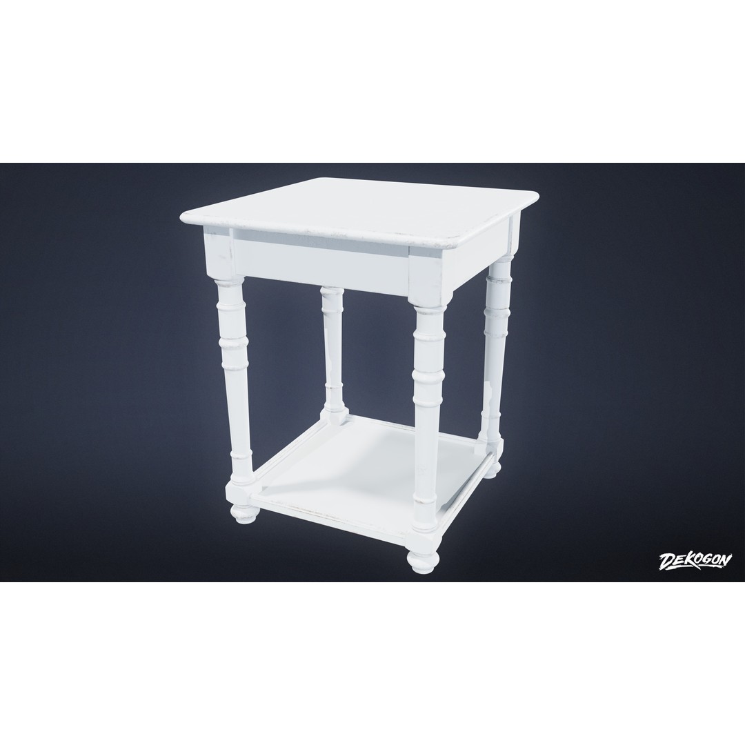 Side Table 3D Model – Low Poly Furniture Asset, FBX PBR Textures - View 3