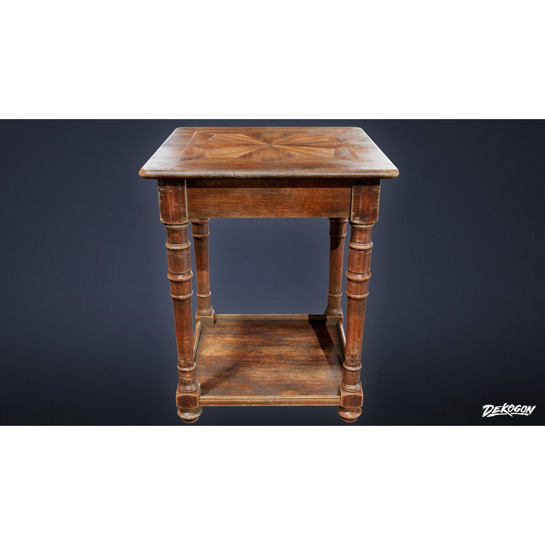 Side Table 3D Model – Low Poly Furniture Asset, FBX PBR Textures - View 4