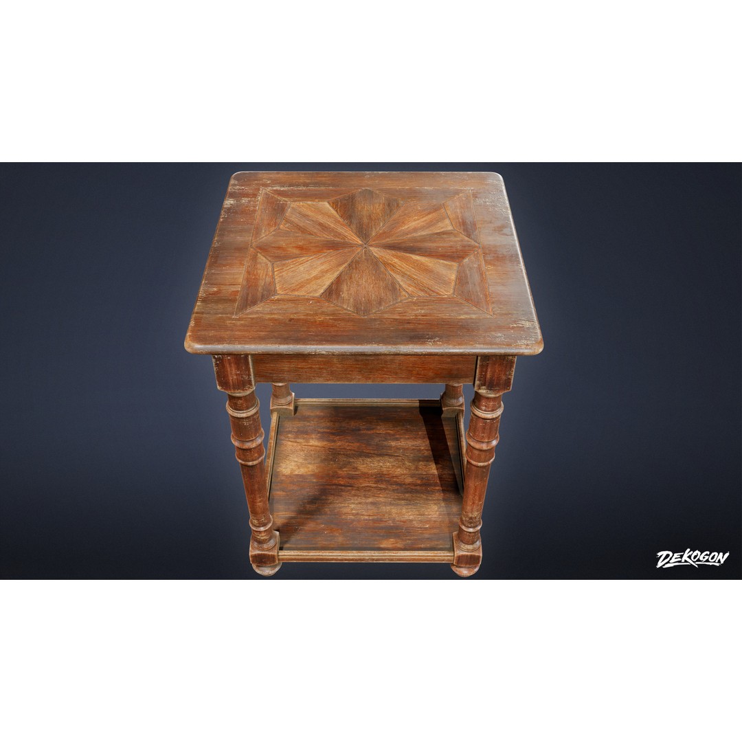Side Table 3D Model – Low Poly Furniture Asset, FBX PBR Textures - View 5