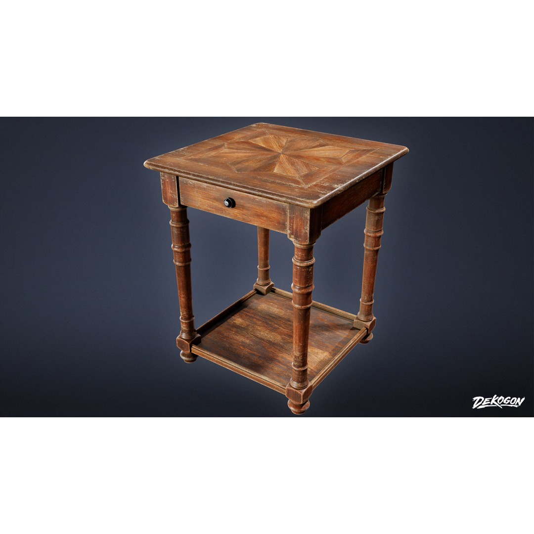 Side Table 3D Model – Low Poly Furniture Asset, FBX PBR Textures - View 6