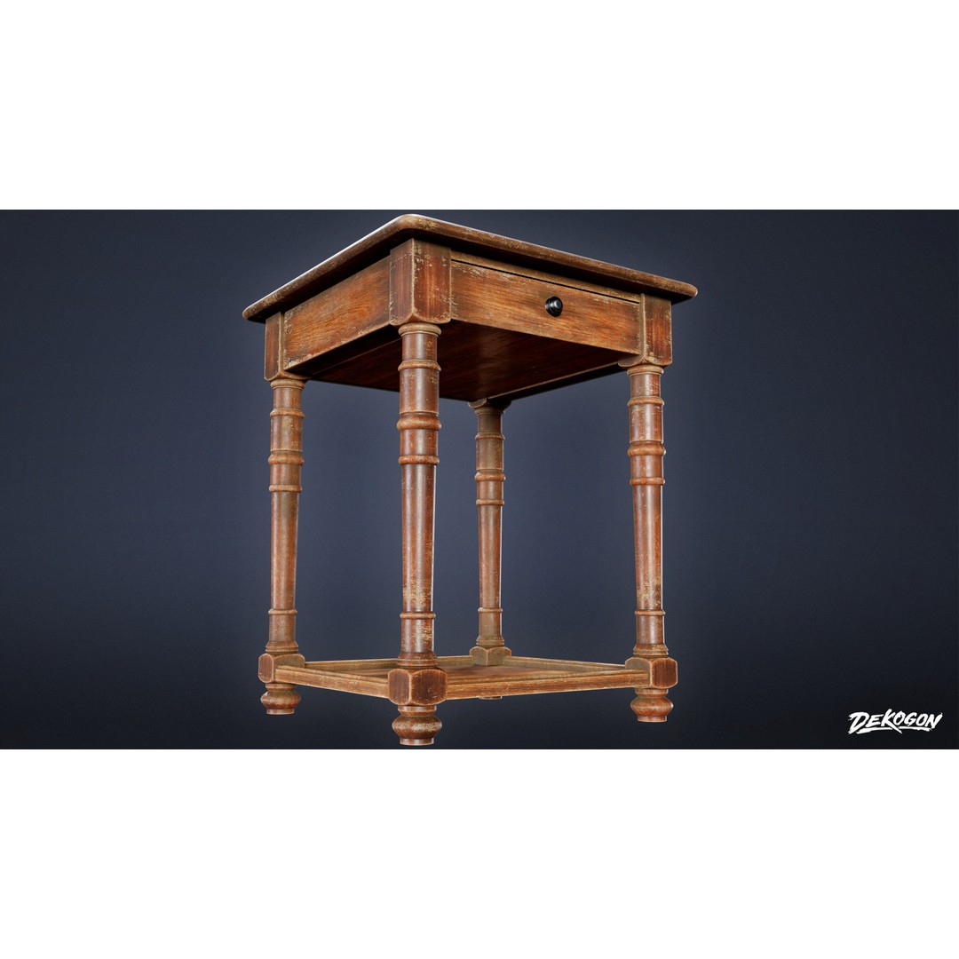 Side Table 3D Model – Low Poly Furniture Asset, FBX PBR Textures - View 7