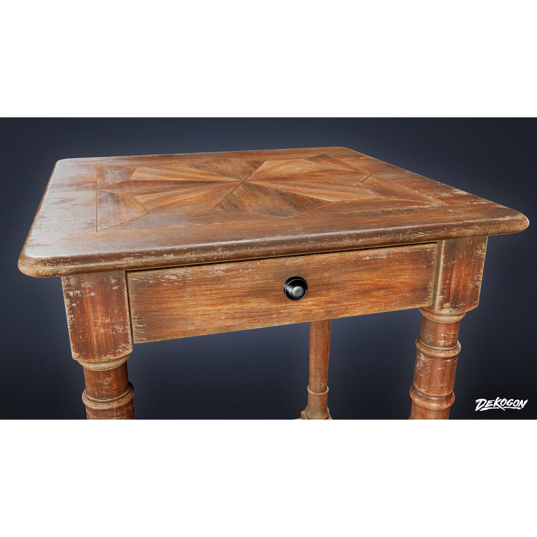 Side Table 3D Model – Low Poly Furniture Asset, FBX PBR Textures - View 8