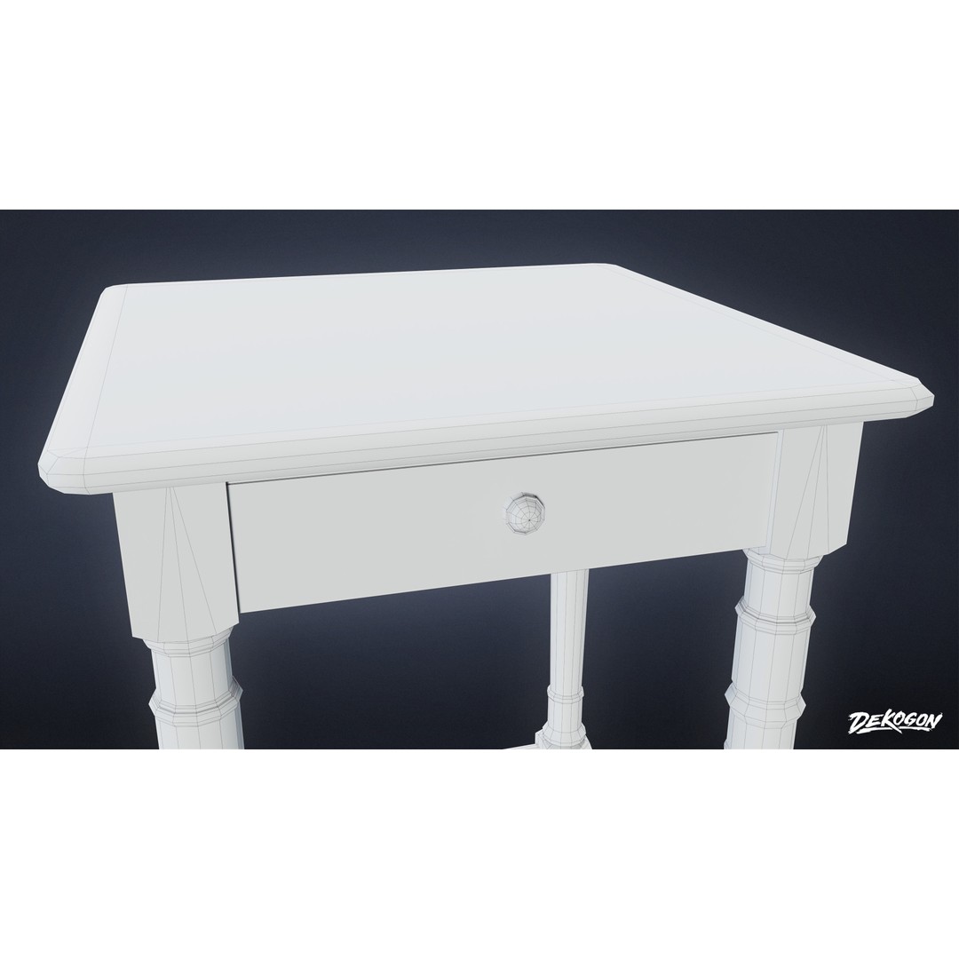 Side Table 3D Model – Low Poly Furniture Asset, FBX PBR Textures - View 9