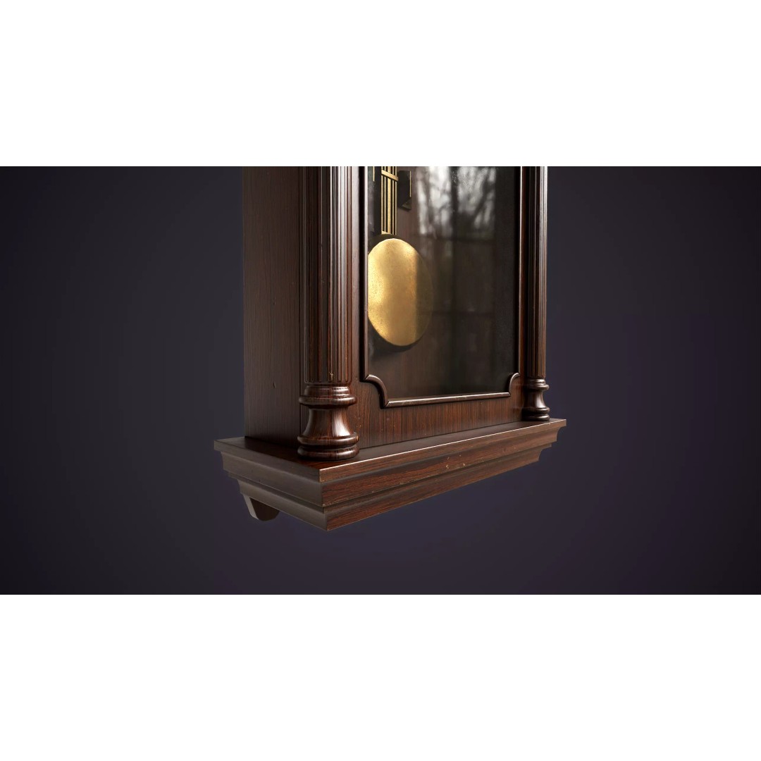 Pendulum Wall Clock 3D Model – Vintage Low Poly Game Asset, FBX - View 12