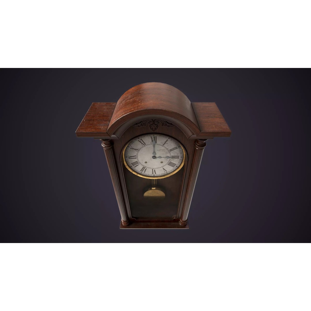 Pendulum Wall Clock 3D Model – Vintage Low Poly Game Asset, FBX - View 6
