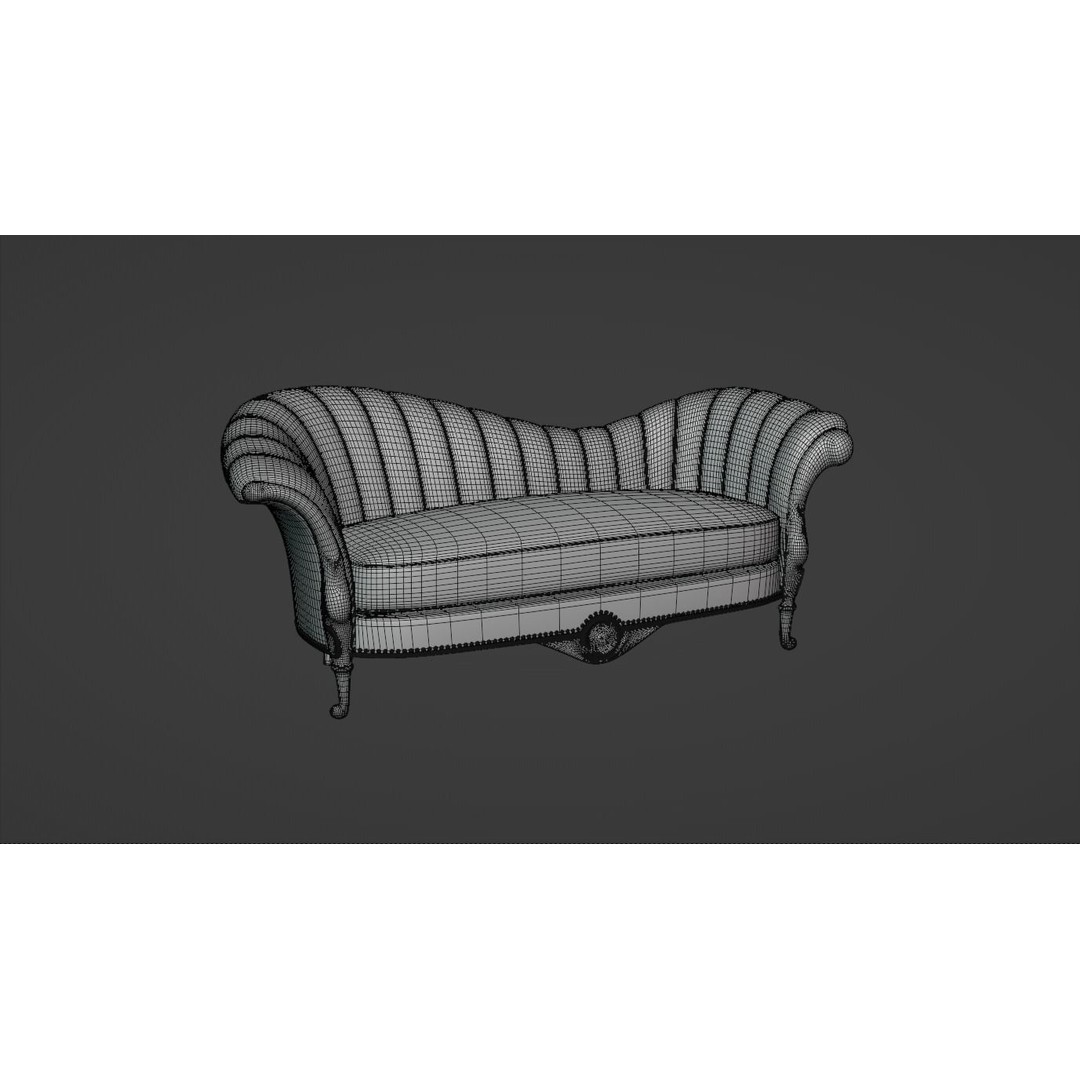 Chaise Lounge Sofa 3D Model – Low Poly PBR Game Asset, FBX - View 8